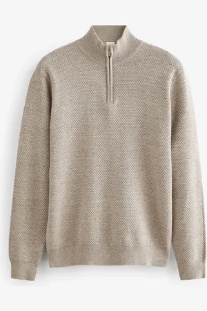 Next Texture Regular Fit 100% Cotton Premium Quarter Zip Jumper