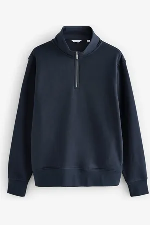 Next Blue Jersey Cotton Rich Quarter Zip Sweatshirt