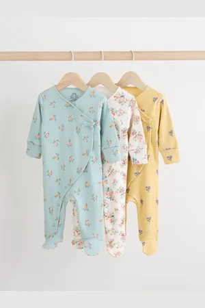 Next /Yellow 100% Cotton Wrap Baby Sleepsuit (0-2yrs)