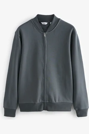 Next Slate Cotton Rich Jersey Bomber Jacket