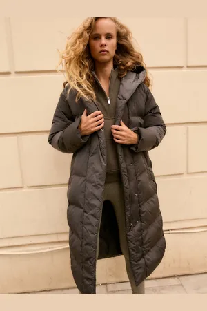 Next Charcoal Premium Long Padded Hooded Coat