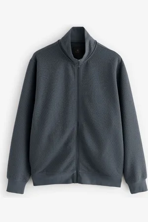 Next Slate Textured Zip Through Hoodie