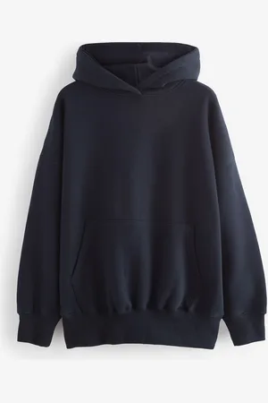 Next Blue Oversized Relaxed Fit Heavyweight Brushed Longline Hoodie Sweatshirt