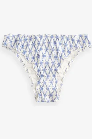 Next /Blue Embroidered High Leg Bikini Bottoms