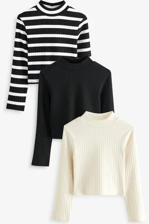Next /White High Neck Long Sleeve Tops 3 Pack (3-16yrs)