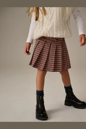 Next Orange Pleated Check Skirt (3-16yrs)