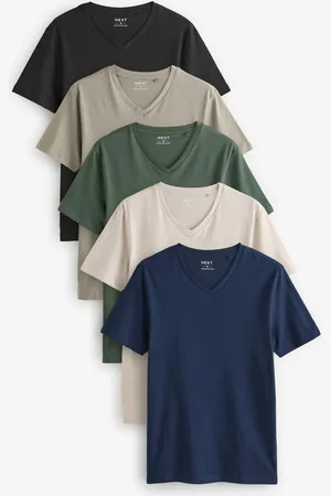 Next Regular Fit 100% Cotton V-Neck Underwear T-Shirts 5 Pack