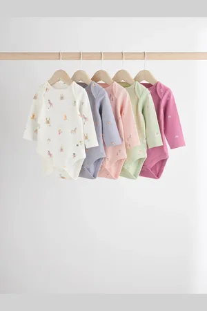 Next Multi 5 Pack Baby Long Sleeve 100% Cotton Pastel Bodysuits 7 Pack