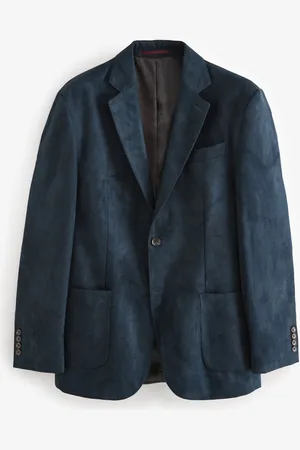 Next Blue Regular Fit Faux Suede Blazer