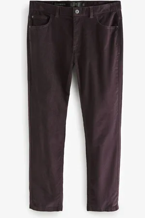 Next Burgundy Red Micro Corduroy 5 Pocket Chinos Trousers
