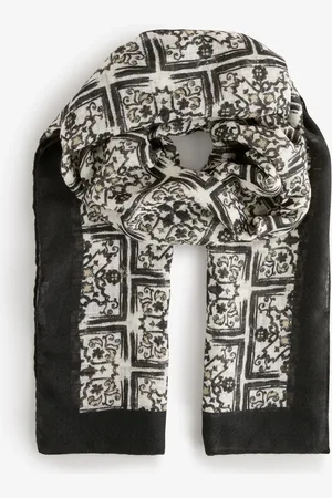 Next /White Woodblock Lightweight Scarf
