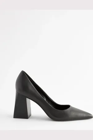 Next Forever Comfort Leather Point Toe Block Heel Courts