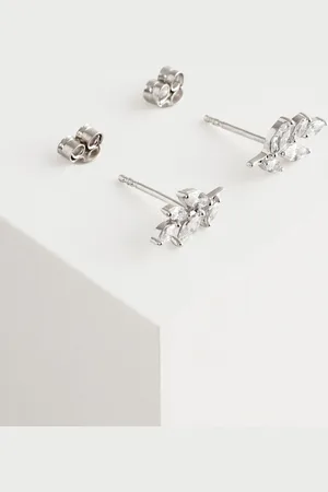Next Sterling Leaf Cubic Zirconia Stud Earrings