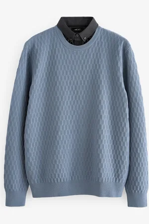 Next Mid- Texture Crew Neck Regular Mock Shirt Jumper