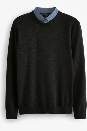Next Marl Crew Neck Regular Mock Shirt Jumper