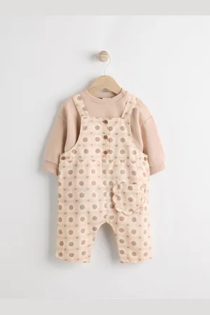 Next /Cream Floral Baby Dungarees and Bodysuit Set (0mths-2yrs)