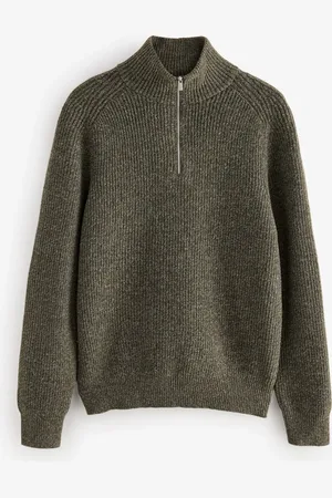 Next Relaxed Fit Textured Quarter Zip Neck Jumper with Wool