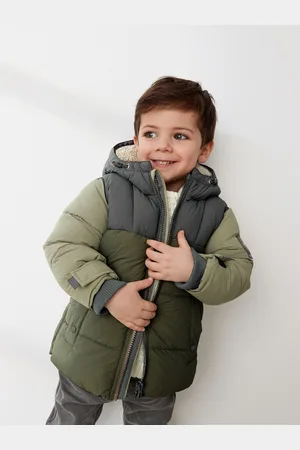 Next Colourblock Borg Fleece Lined Shower Resistant Hooded Padded Coat (3mths-7yrs)