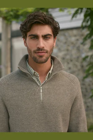 Next Relaxed Fit Textured Quarter Zip Neck Jumper with Wool
