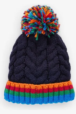 Next Blue Rainbow Rib Pom Hat (3mths-10yrs)