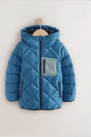 Next Teal Quilted Midweight Hooded Jacket (3-16yrs)