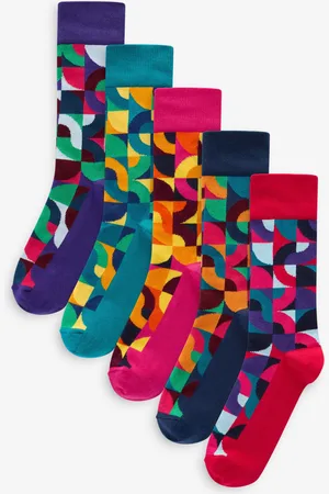 Next Bright Red/ Geo Pattern Socks 5 Pack