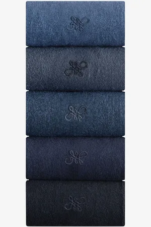 Next Blue Marl 5 Pack Embroidered Lasting Fresh Socks