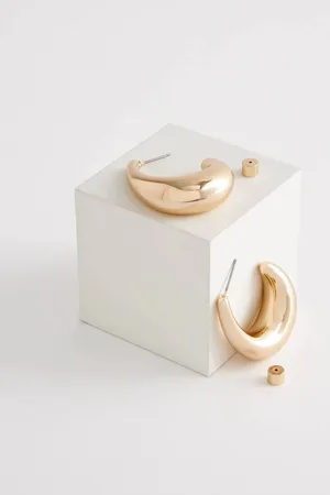 Next Tone Chunky Oval Hoops Earrings
