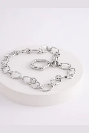 Next Tone Chunky Chain Organic Link T-Bar Necklace