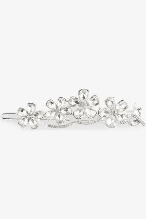 Next Tone Bridal Sparkle Flower Barrette Hair Clip