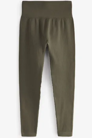 Next Khaki Ribbed Seamless High Waist Leggings