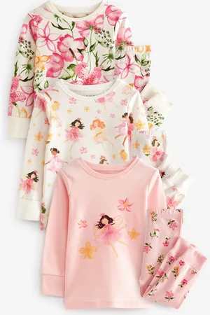 Next /Cream Fairy Long Sleeve Snuggle Pyjamas 3 Pack (9mths-16yrs)