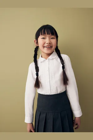 Next Long Sleeve Scalloped Lace Trim School Blouse (3-14yrs)