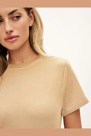 Next Caramel Soft Touch Ribbed Short Sleeve T-Shirt with TENCEL Lyocell