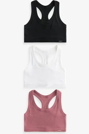 Next /Rose Pink/White Ribbed Cotton Ultimate Comfort Crop Tops 3 Pack
