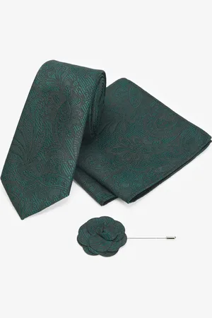 Next Forest Textured Paisley Tie, Pocket Square And Pin Set