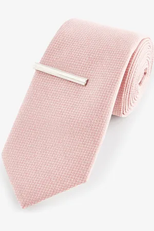 Next Light Slim Textured Tie And Clip Set