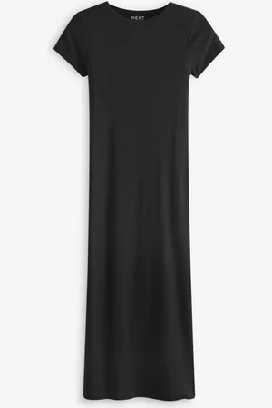 Next Ribbed T-Shirt Style Column Maxi Dress With Slit Detail