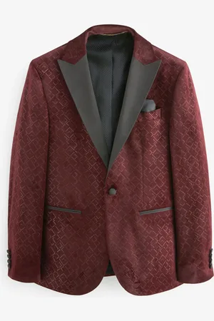 Next Burgundy Red Patterned Velvet Blazer