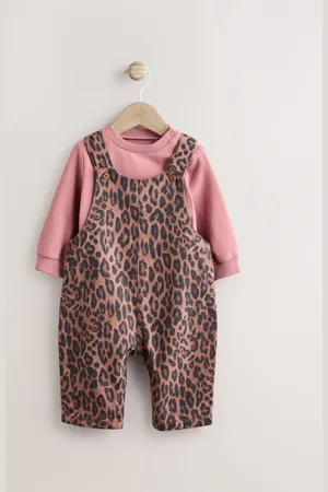 Next Leopard Print Baby Long Sleeve Bodysuit & Dungarees Set (0mths-2yrs)