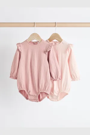 Next /Cream Baby Long Sleeve Crinkle Bodysuits 2 Pack