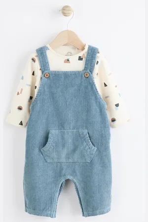 Next Corduroy 100% Cotton Baby Dungarees and Bodysuit Set (0mths-2yrs)