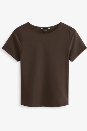Next Chocolate Slim Fit Short Sleeve Soft Touch Polyamide T-Shirt