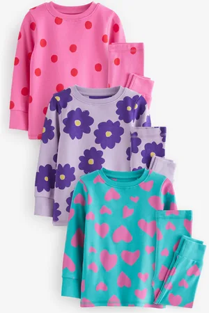 Next Purple/ /Green Snuggle Pyjamas 3 Pack (9mths-12yrs)