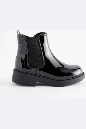 Next Patent Standard Fit (F) Chunky Chelsea Ankle Boots