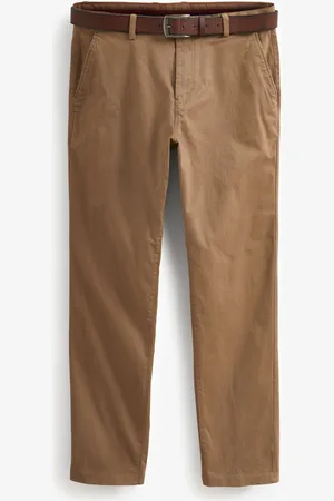 Next Straight Fit Belted Soft Touch Chino Trousers