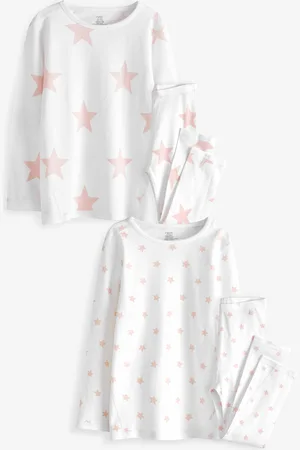 Next Pink/ Star 2 Pack Kind To Skin Pyjamas Set (12mths-12yrs)