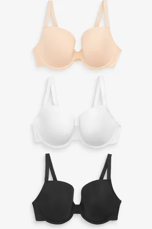 Next /White/Pastel Rose Nude Pad Plunge DD+ Cotton Blend Ultimate Comfort Bras 3 Pack