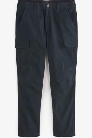 Next Blue Straight Fit Cotton Stretch Cargo Trousers