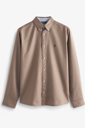 Next Neutral Regular Fit Long Sleeve Oxford Shirt